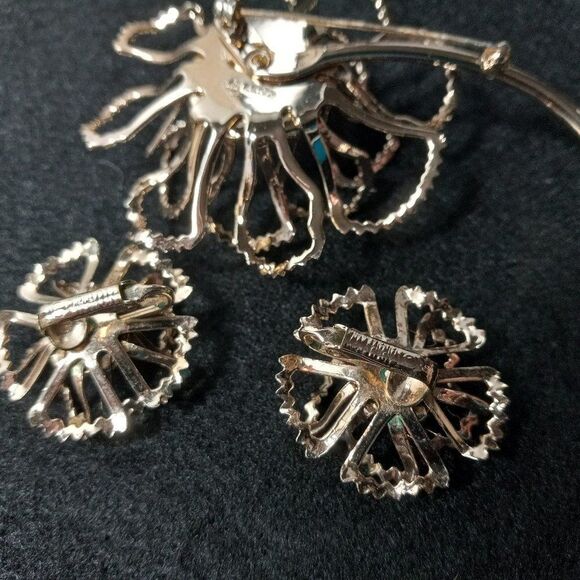 Vintage Sarah Coventry Flower "Allusion"Brooch/Earring Set Cottagecore - Picture 5 of 8